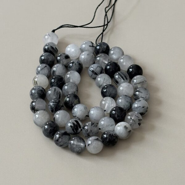 Lot de perles rondes 8 mm en quartz tourmaline pour bracelet