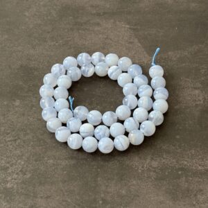 Perles 8 mm calcédoine naturelle bleue pour création de bijoux