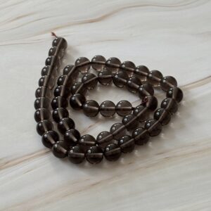 Fil de perles 8 mm quartz fumé brun translucide pour bijoux