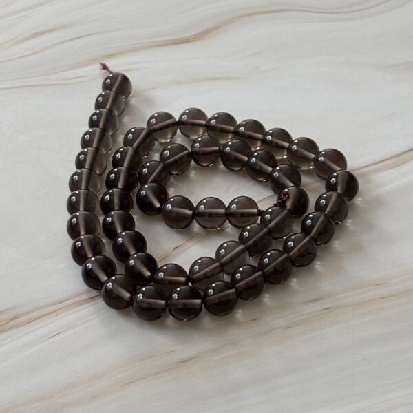 Fil de perles 8 mm quartz fumé brun translucide pour bijoux