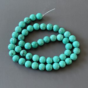 Perles 8 mm de turquoise verte stabilisée pour création de bijoux de lithothérapie