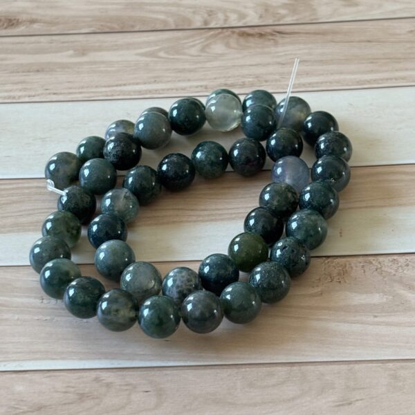 Perles gemmes agate mousse 8 mm pour artisanat créatif et énergie de guérison