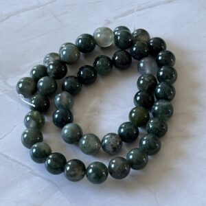 Perles gemmes agate mousse 8 mm favorisant équilibre émotionnel et sérénité