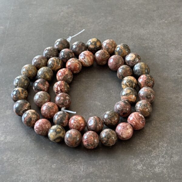 Perles naturelles 8 mm jaspe léopard pour artisanat créatif et énergie positive