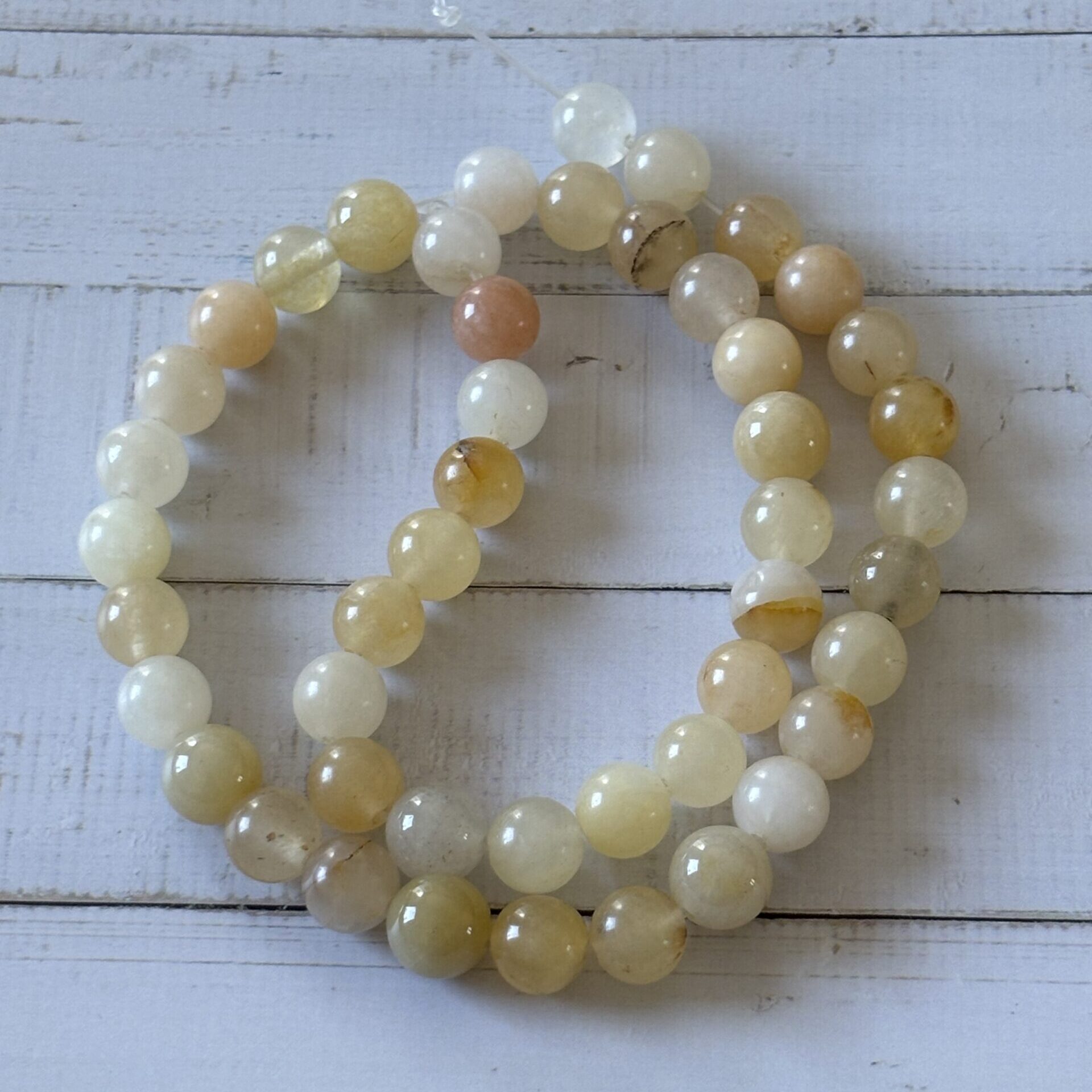 Perles gemmes jade jaune 8 mm de qualité pour bijoux faits main