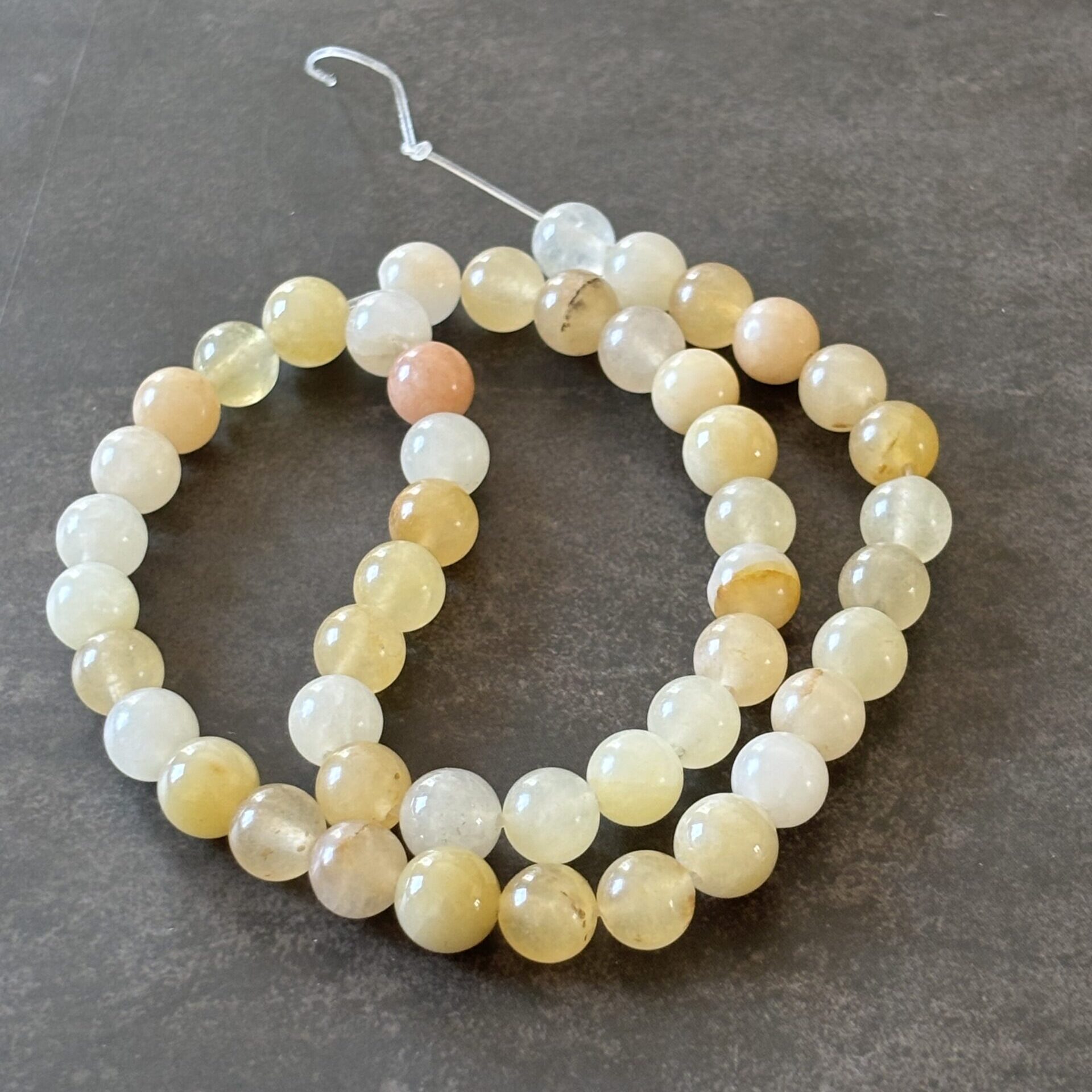 Perles 8 mm jade jaune naturelles pour créations de bijoux artisanaux