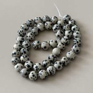 Perles 8 mm jaspe dalmatien idéales pour créations DIY et artisanat