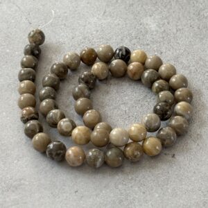 Perles naturelles jaspe corail fossile 8 mm idéales pour énergie positive