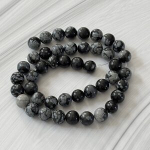 Perles rondes obsidienne neige 8 mm pour bracelet créatif et équilibre émotionnel