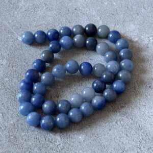 Perles rondes 8 mm aventurine bleue pour bracelet artisanal et collier créatif