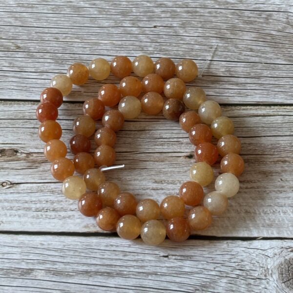 Perles gemmes aventurine orange 8 mm pour bijoux faits main et vitalité