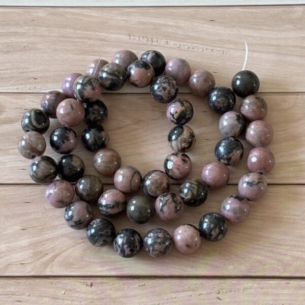 Perles rondes rhodonite 8 mm pour bracelet créatif et énergie apaisante