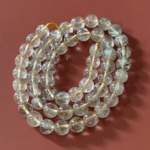 Perles gemmes quartz rutile 8 mm pour confiance et énergie positive