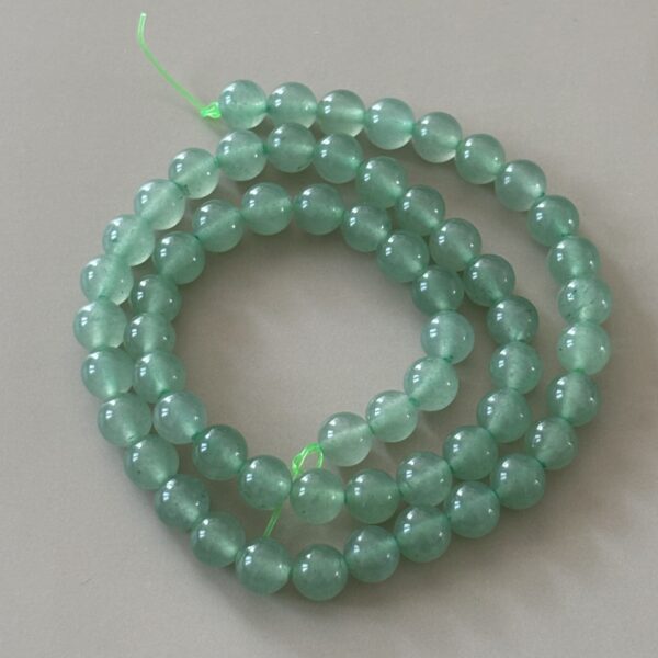 Lot de perles rondes 6 mm aventurine verte, pierre de chance et prospérité
