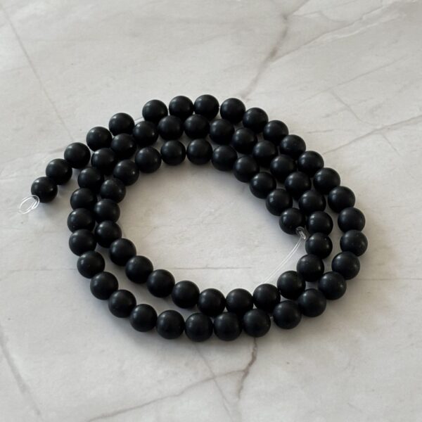 Perles 6 mm en agate noire mate véritable pour bracelets et colliers faits main
