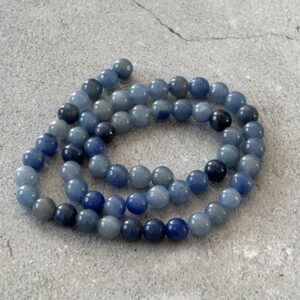 Perles 6 mm aventurine bleue naturelle, pierre d’apaisement pour bijoux faits main