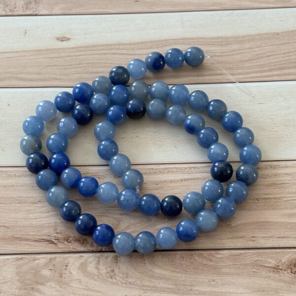 Perles rondes 6 mm aventurine bleue naturelle pour créations artisanales et bijoux uniques