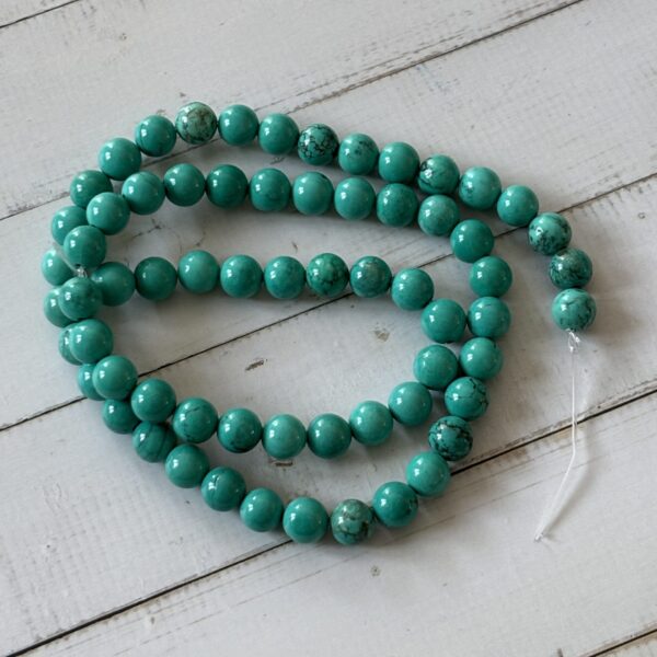 Perles rondes turquoise verte stabilisée 6 mm pour bracelet énergétique