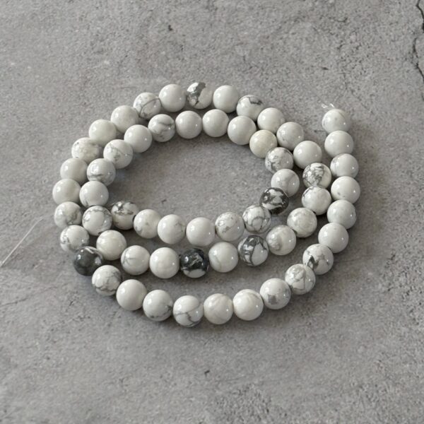 perles 6 mm howlite naturelle blanche veines grises pour bijoux DIY