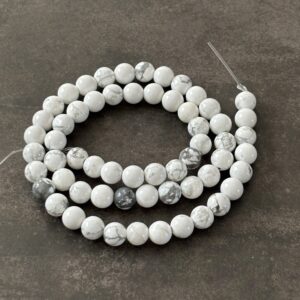 perles 6 mm howlite minérale blanche pour création de bijoux artisanaux