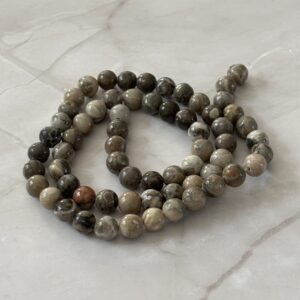 perles rondes 6 mm en jaspe corail fossile pierre rare pour créations artisanales