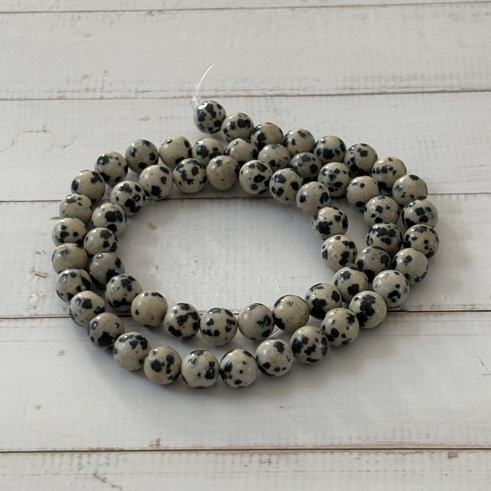 perles 6 mm jaspe dalmatien pierre naturelle tachetée pour bijoux