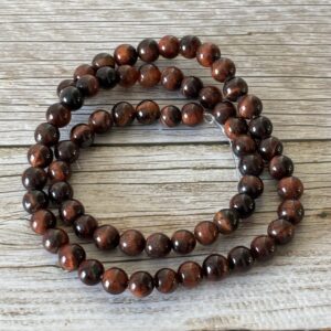perles 6 mm œil de taureau pierre rouge sombre pour création artisanale