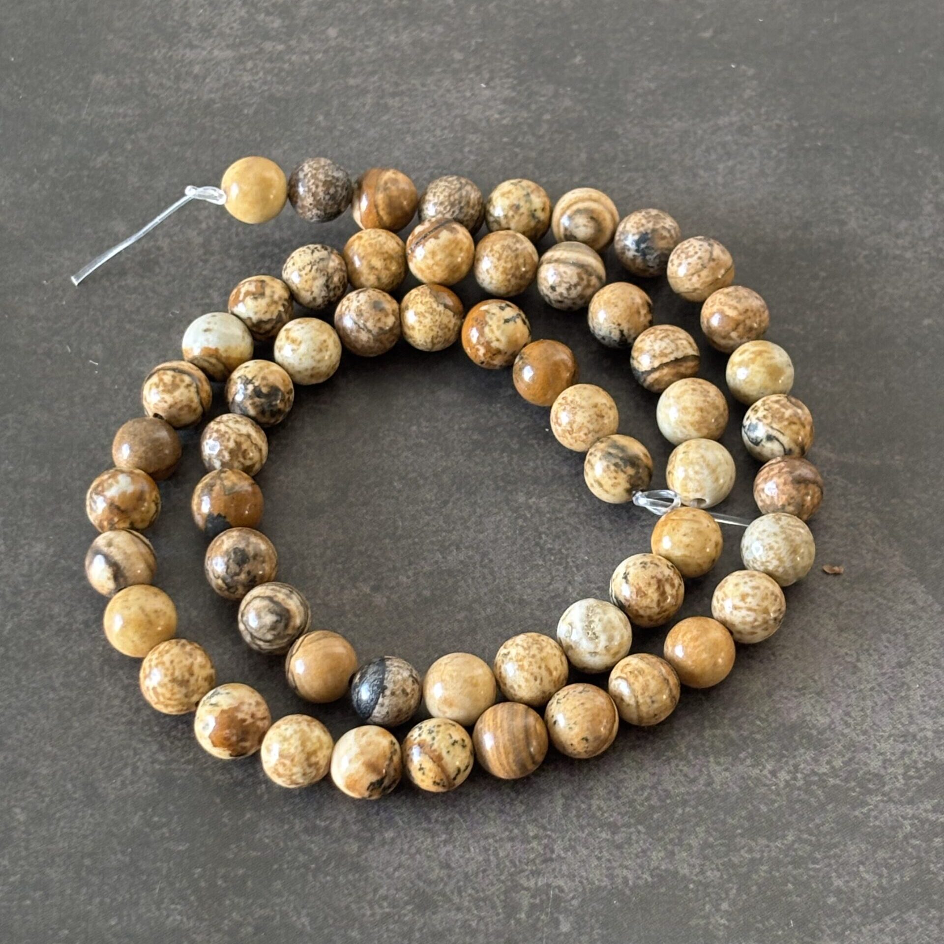 Perles de jaspe paysage 6 mm aux motifs naturels et uniques