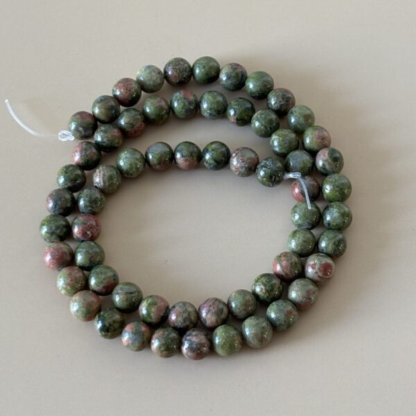 perles 6 mm unakite vert et rose pierre naturelle pour bijoux lithothérapie