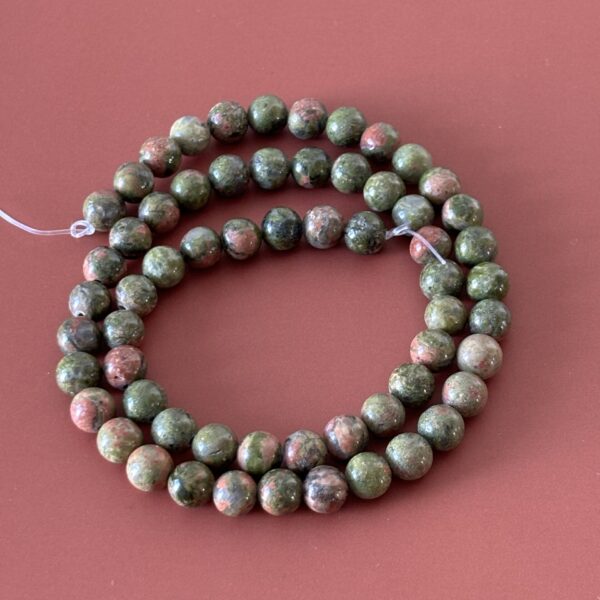perles rondes unakite 6 mm équilibre émotionnel et énergie
