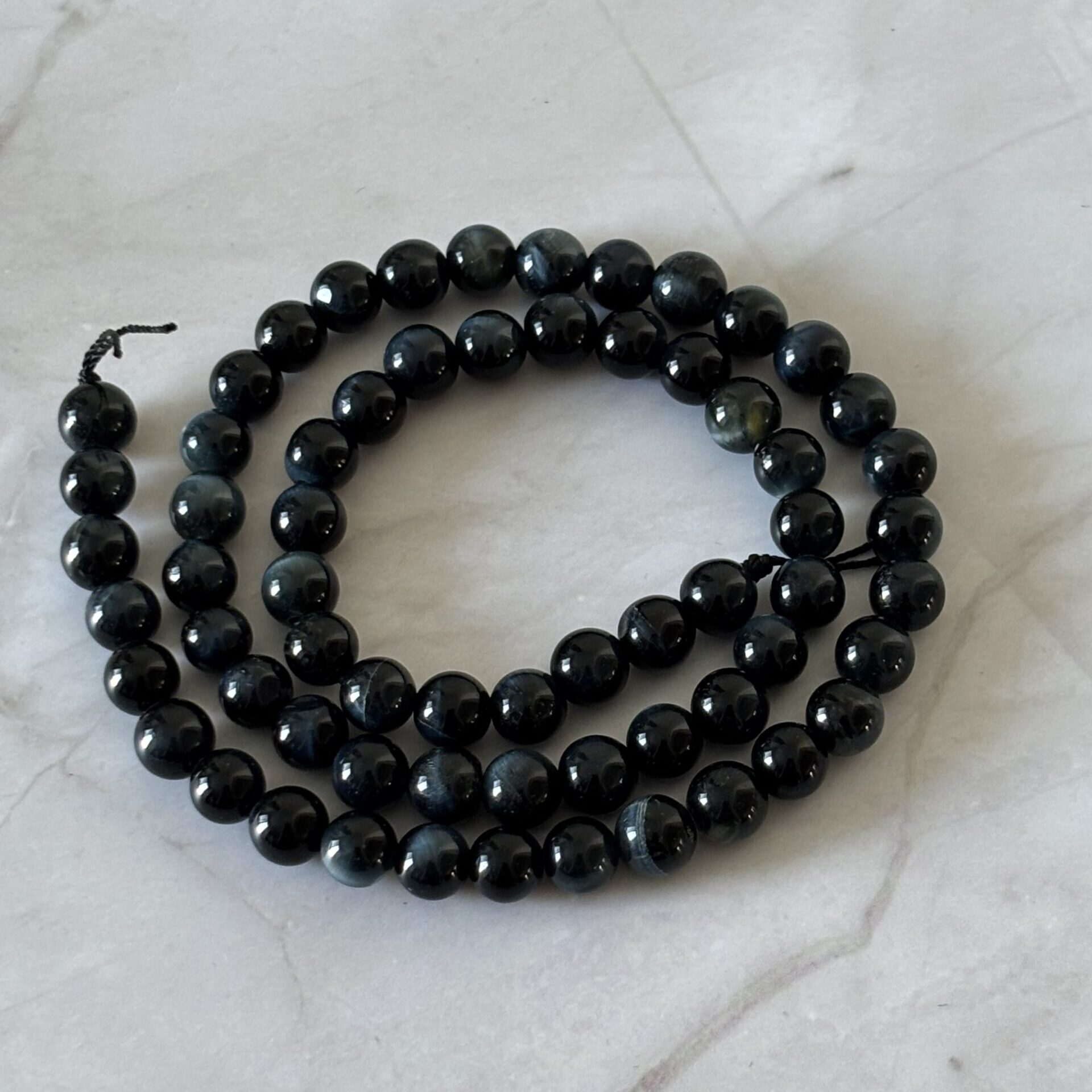 lot de perles 6 mm œil de faucon bleu et gris création bijoux