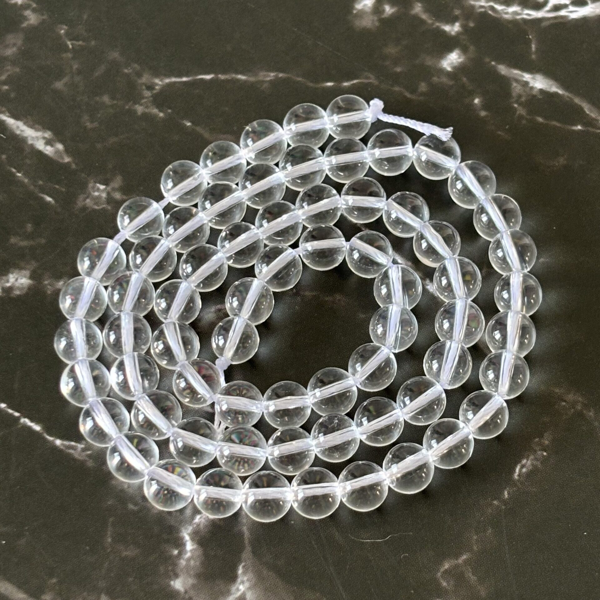 Bracelet en perles 6 mm cristal de roche, pierres naturelles