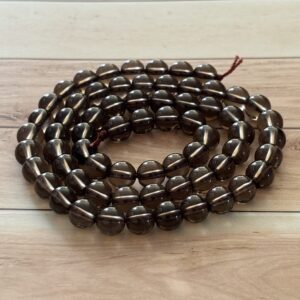 Quartz fumé poli en perles 6 mm, minéral élégant