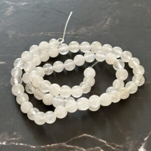 Perles rondes jade blanc, minéral lumineux pour bijoux fait main lithothérapie