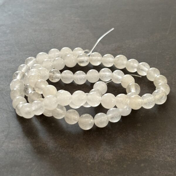 Lot de perles de jade blanc 6 mm pour créations énergétiques
