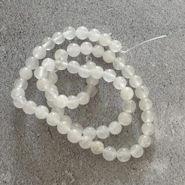 Perles de jade blanc 6 mm naturelles, pierres fines pour fabrication bracelets
