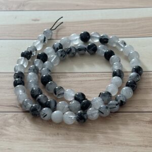 Lot de perles quartz tourmaline, pierres fines pour bijoux créatifs