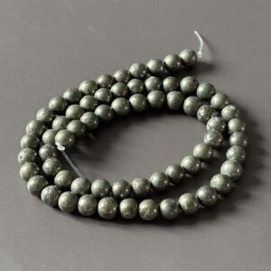 Perles de pyrite 6 mm naturelles aux reflets métalliques dorés