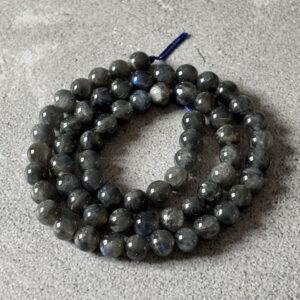 Perles labradorite polies 6 mm, pierre semi-précieuse aux jeux de lumière