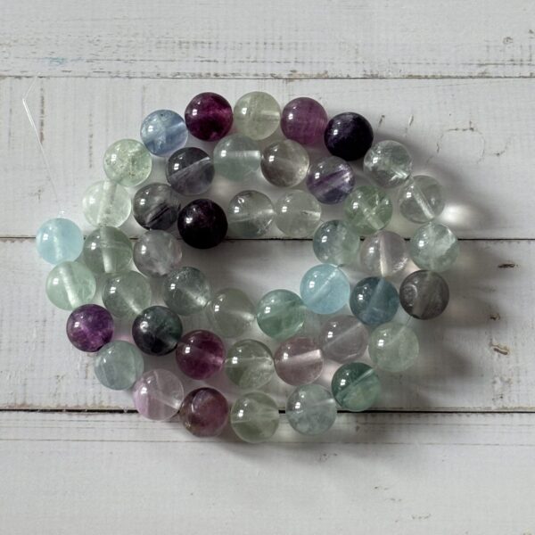 Perles polies de fluorite 8 mm, idéales pour créations de bijoux lithothérapie