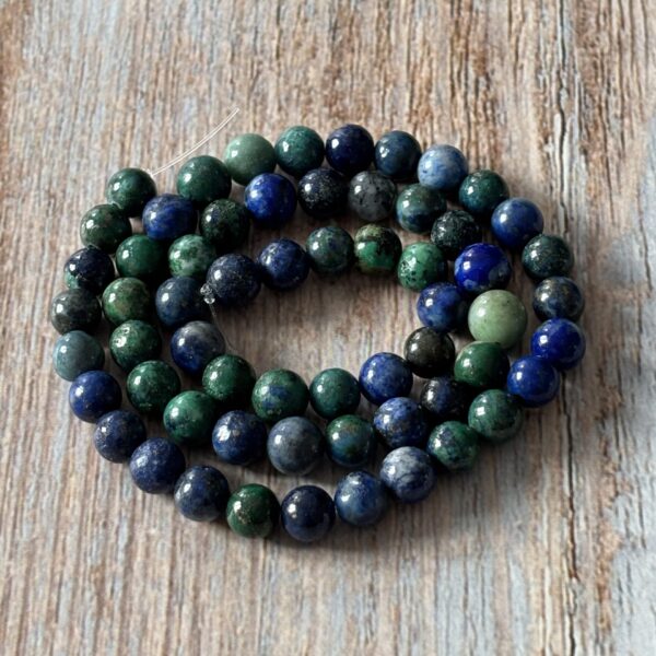 Perles azurite malachite 6 mm naturelles pour bijoux et accessoires de bien-être