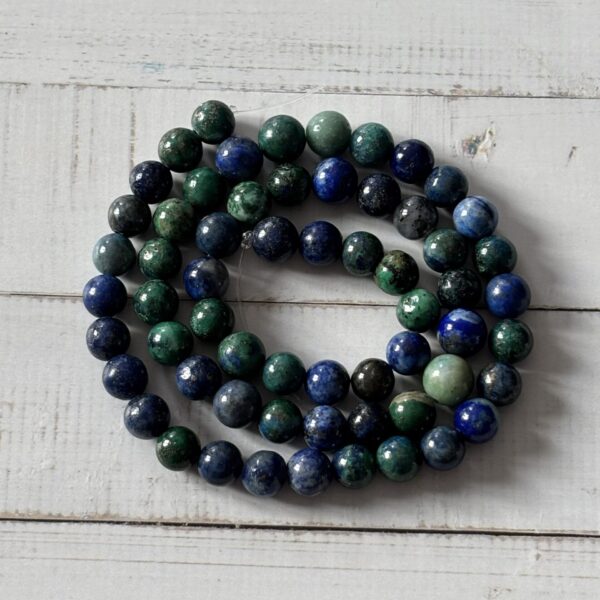 Perles naturelles azurite malachite 6 mm pour colliers et bracelets artisanaux