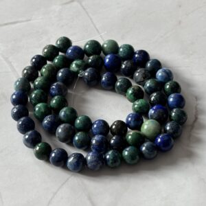 Perles polies azurite malachite 6 mm, idéales pour créations de bijoux lithothérapie