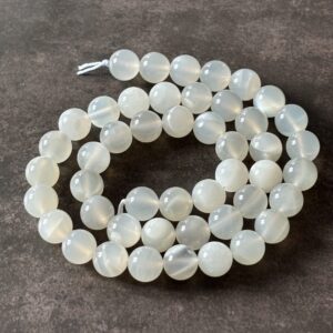 Perles naturelles pierre de lune blanche 8 mm – énergie douce et intuition pour créations artisanales"