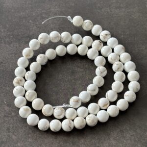 Perles de magnésite 6 mm, pierre décorative pour créations artisanales