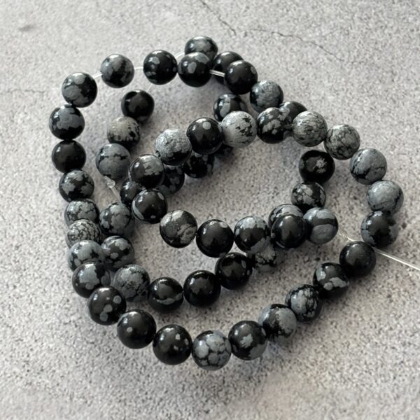 Perles semi-précieuses obsidienne neige pour bracelets et colliers