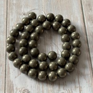 Perles de pyrite naturelle 8 mm pour création de bijoux artisanaux