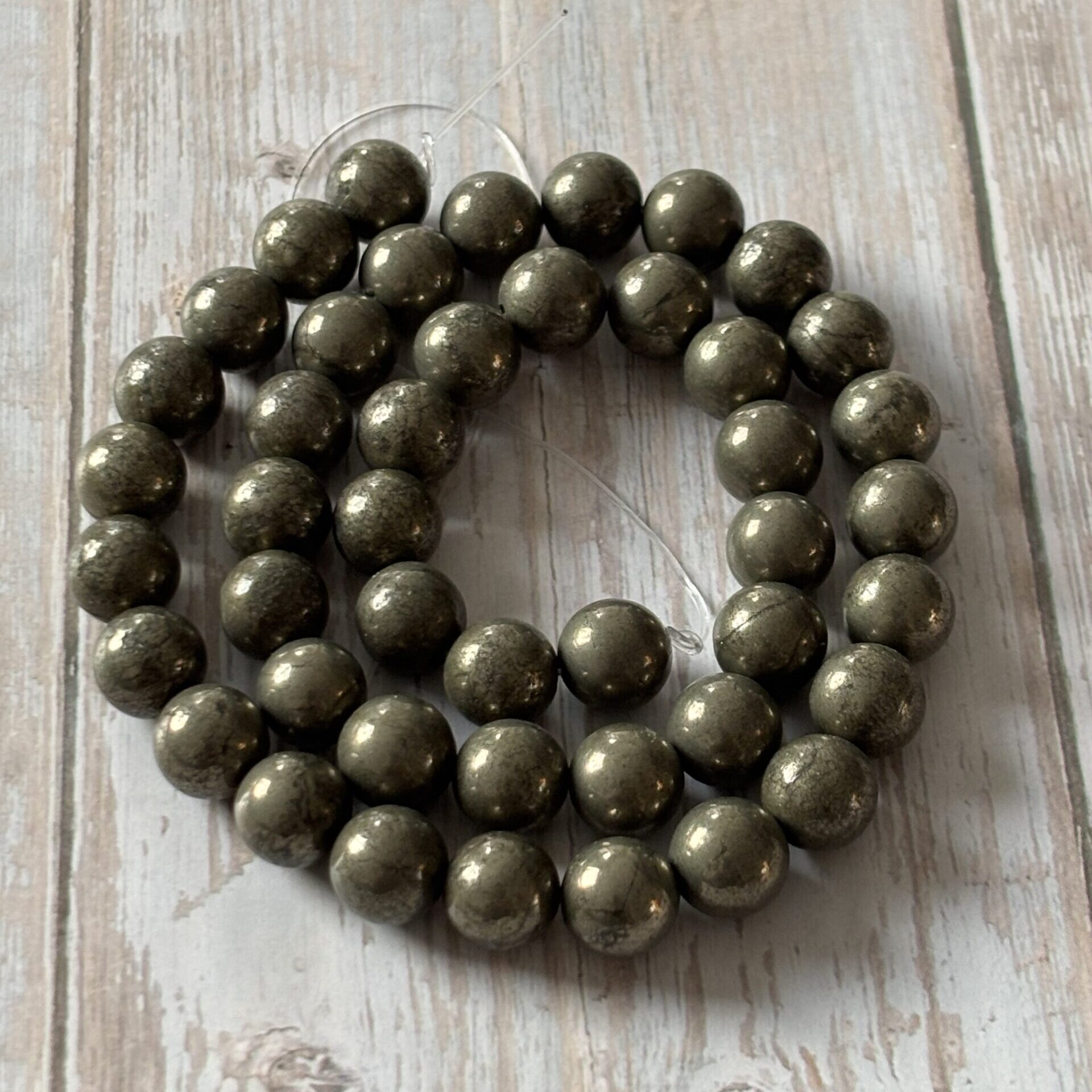 Perles de pyrite naturelle 8 mm pour création de bijoux artisanaux