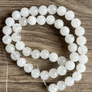 Jade Blanc perles à l'unité en lot ou fil complet