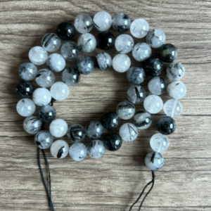 Quartz Tourmaline perles à l'unité en lot ou fil complet